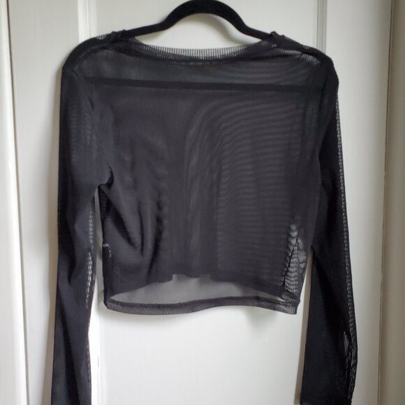 Black long-sleeved mesh top - Picture 1 of 4